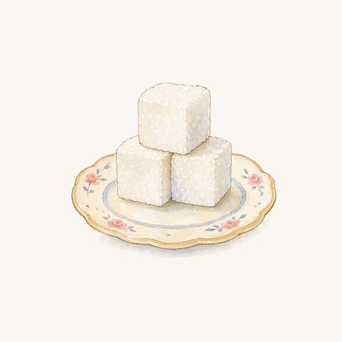 각설탕 접시 수채화 클립아트