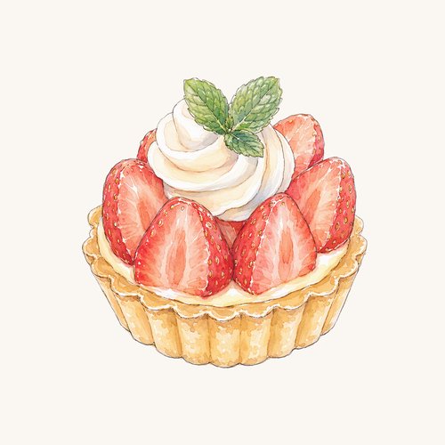 딸기 타르트 수채화 클립아트